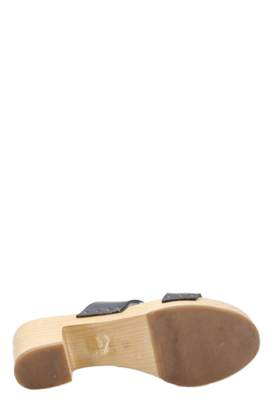 Madewell Womens Leather Slide On Sandals Heels Black Size 7.5