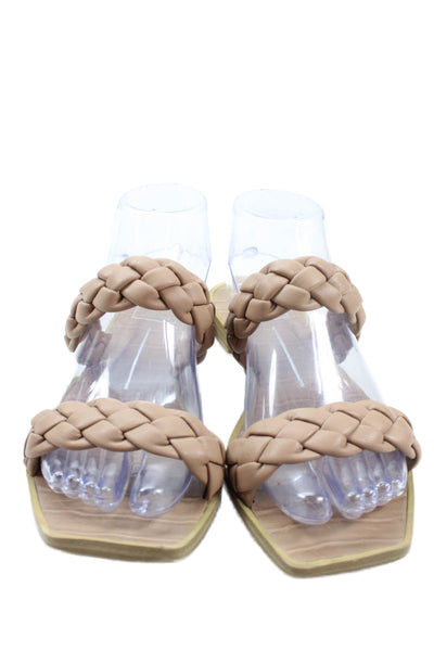 Dolce Vita Womens Leather Braided Slide On Sandals Beige Size 7