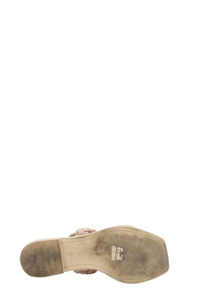 Dolce Vita Womens Leather Braided Slide On Sandals Beige Size 7