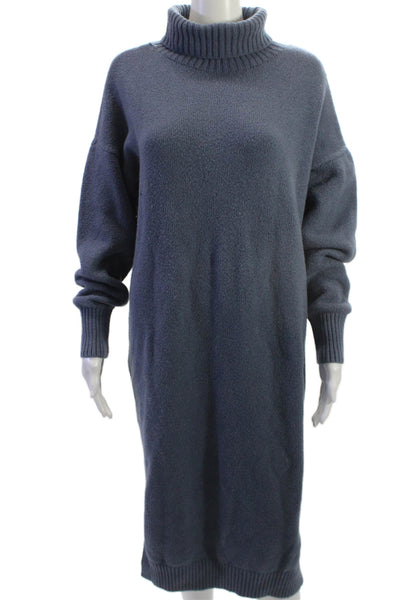 Treasure & Bond Womens Dark Blue Sweater Dress Cotton Blend Long Sleeve Size M