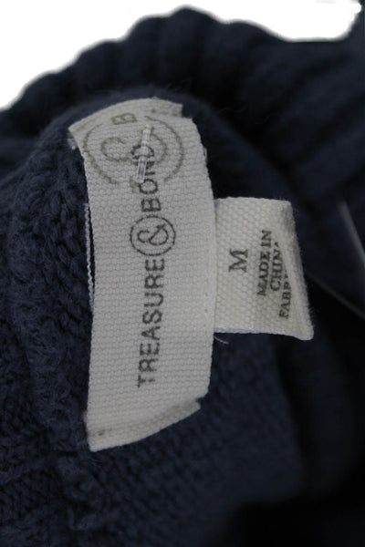 Treasure & Bond Womens Dark Blue Sweater Dress Cotton Blend Long Sleeve Size M