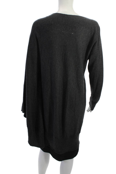 Maison Martin Margiela Women Dark Gray Sweater Dress V-Neck Long Sleeve Size 6