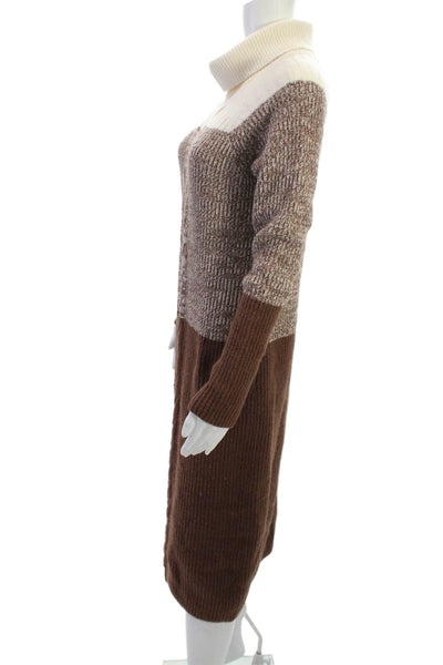 Caslon Womens Sweater Dress Turtleneck Long Sleeve Beige Mid Calf Size M