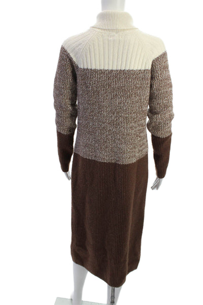 Caslon Womens Sweater Dress Turtleneck Long Sleeve Beige Mid Calf Size M
