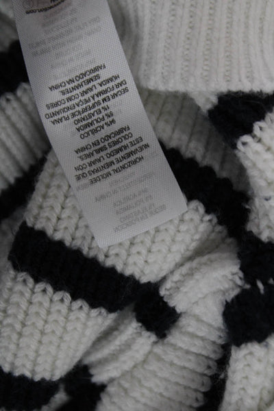 French Connection Womens White Striped High Neck Pullover Zip Size S