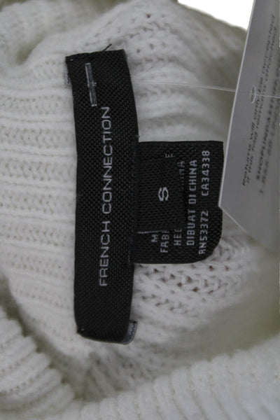 French Connection Womens White Striped High Neck Pullover Zip Size S