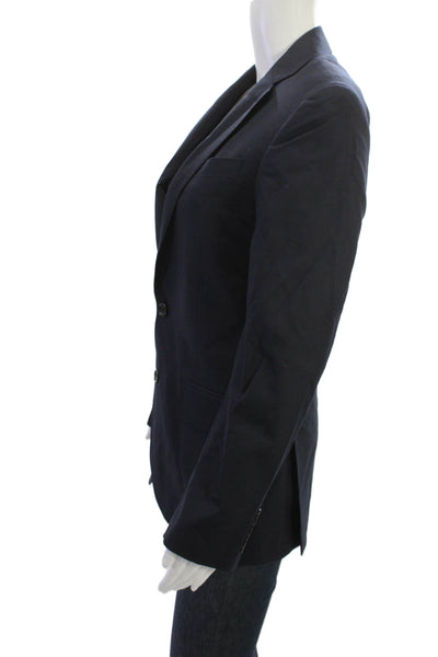 J Crew Women Blazer Dark Blue Wool Collared Button Long Sleeve Solid Size 34