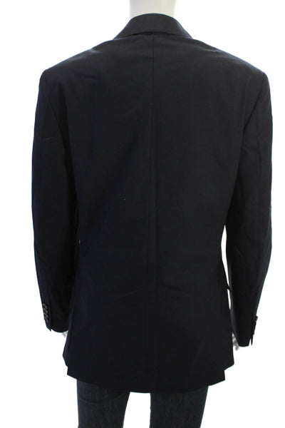 J Crew Women Blazer Dark Blue Wool Collared Button Long Sleeve Solid Size 34