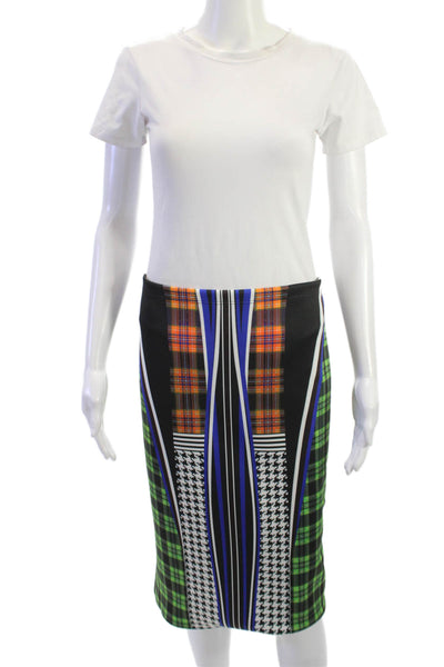 Clover Canyon Women Black Plaid Straight Pencil Skirt Long Size L