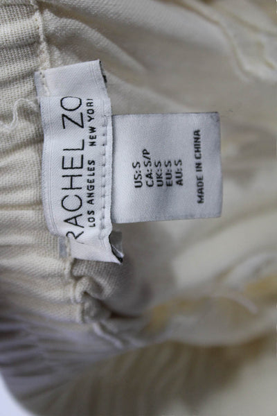 Rachel Zoe Women Cropped Dress Pants Beige Linen Blend Button Size S