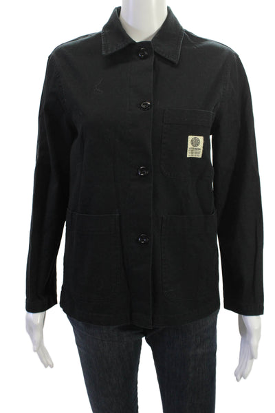 Deus Ex Machina Womens Biker Collared Button Jacket Black Long Sleeve Size XS