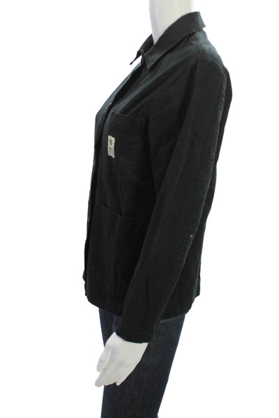Deus Ex Machina Womens Biker Collared Button Jacket Black Long Sleeve Size XS
