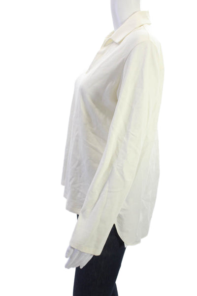 Theory Womens Basic Collared Long Sleeve Top White Size 0P
