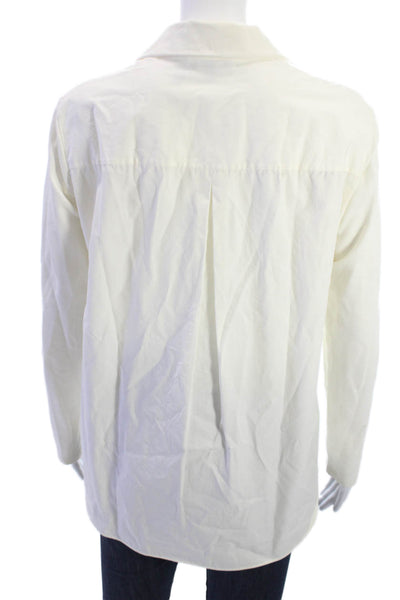 Theory Womens Basic Collared Long Sleeve Top White Size 0P