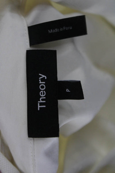 Theory Womens Basic Collared Long Sleeve Top White Size 0P