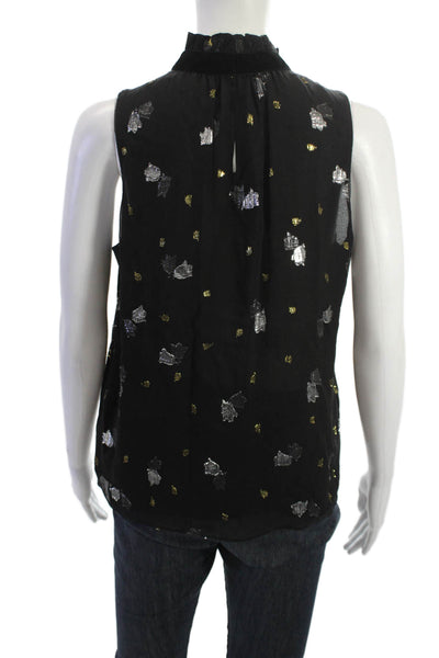 Rebecca Taylor Women Black High Neck Sleeveless Polyester Blouse Size 4