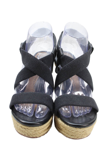Sofft Women's Open Toe Platform Wedge Espadrille Sandals Black Size 7