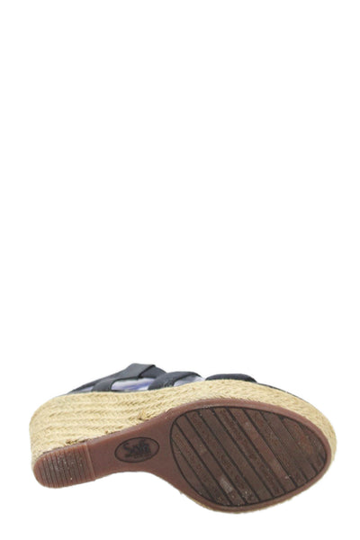 Sofft Women's Open Toe Platform Wedge Espadrille Sandals Black Size 7