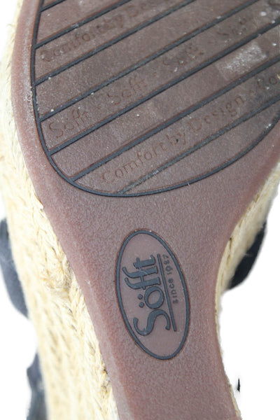Sofft Women's Open Toe Platform Wedge Espadrille Sandals Black Size 7