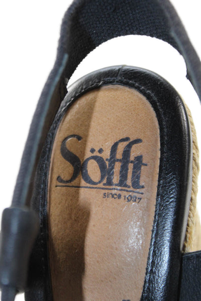 Sofft Women's Open Toe Platform Wedge Espadrille Sandals Black Size 7
