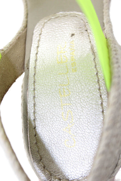 Casteller Women's Open Toe Ankle Strap Espadrille Sandals Green Size 37