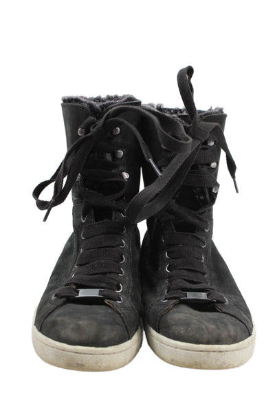 Ugg Women's Leather Lace Up Shearling Lined Boots Black Size 7