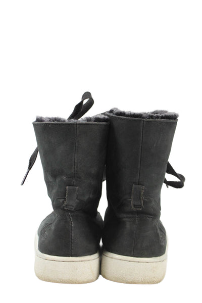 Ugg Women's Leather Lace Up Shearling Lined Boots Black Size 7