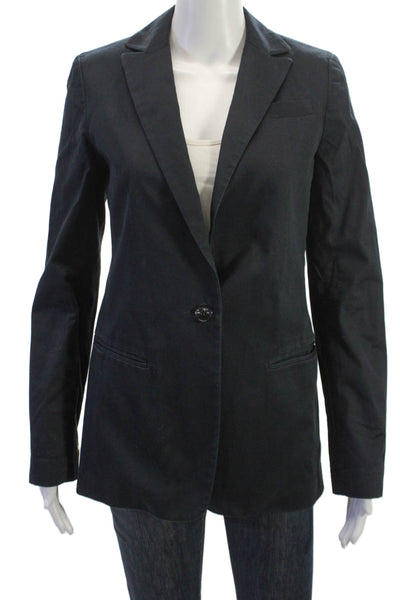 Club Monaco Women Black Collared Button Blazer Long Sleeve Size 2