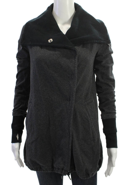 Lululemon Women Black Mock Neck Button Front Jacket Long Sleeve Size 4