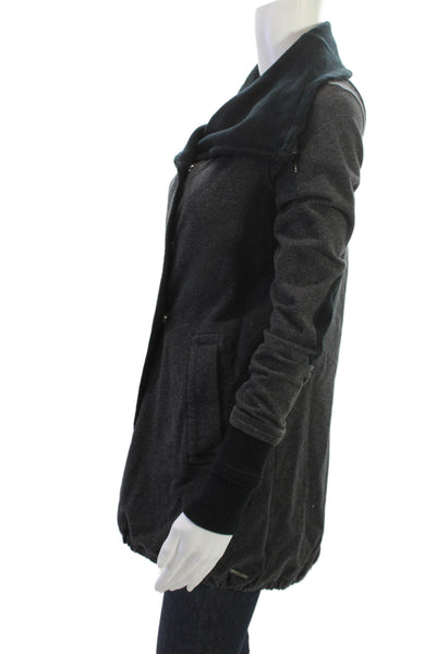 Lululemon Women Black Mock Neck Button Front Jacket Long Sleeve Size 4