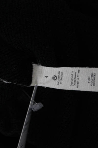 Lululemon Women Black Mock Neck Button Front Jacket Long Sleeve Size 4