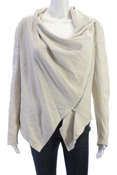 BLANKNYC Womens Beige Zip Jacket Long Sleeve Solid Polyester Viscose Size M