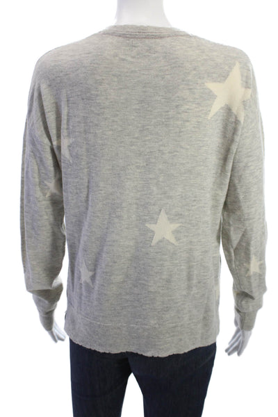 Sundry Women Gray V-Neck Stars Pullover Sweater Wool Cashmere Size 1