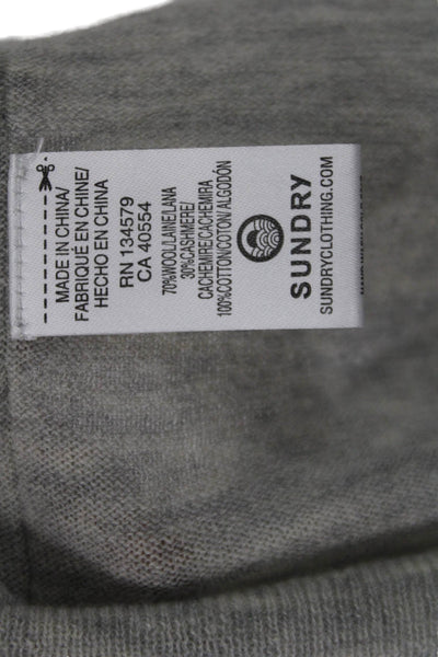 Sundry Women Gray V-Neck Stars Pullover Sweater Wool Cashmere Size 1