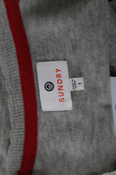 Sundry Women Gray V-Neck Stars Pullover Sweater Wool Cashmere Size 1