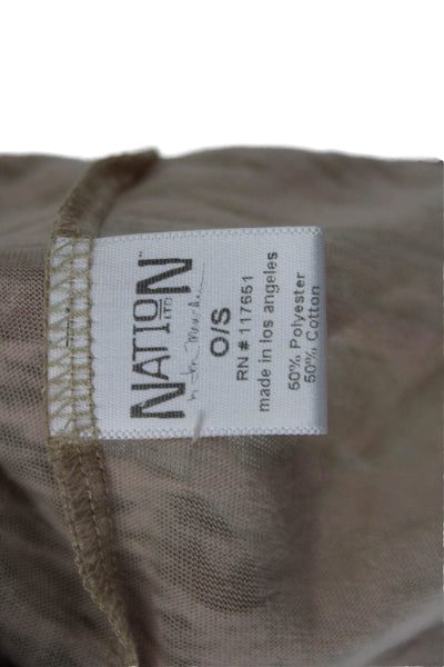 Nation LTD Womens Tunic 3/4 Sleeve Beige Boho Round Neck Solid Size One Size