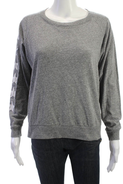 Nation LTD Women Pullover Sweatshirt Gray Stars Long Sleeve Crew Neck Size S