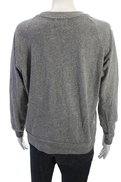 Nation LTD Women Pullover Sweatshirt Gray Stars Long Sleeve Crew Neck Size S