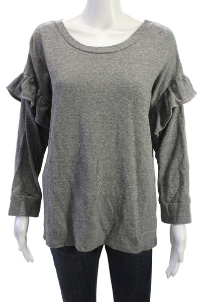 Current/Elliott Women Gray Long Sleeve Round Neck Top Size 2