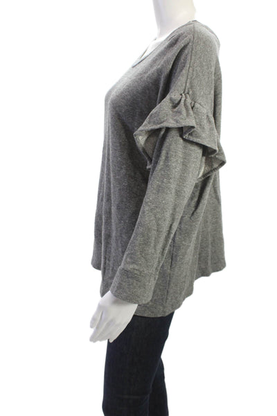 Current/Elliott Women Gray Long Sleeve Round Neck Top Size 2