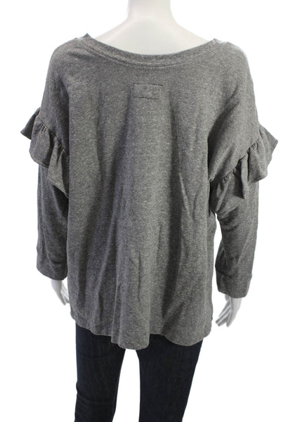 Current/Elliott Women Gray Long Sleeve Round Neck Top Size 2
