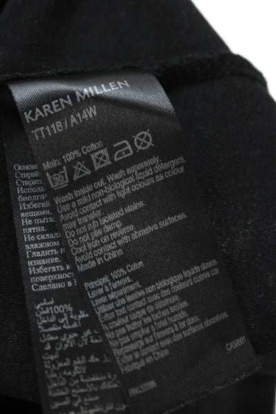 Karen Millen Women Black Cotton Short Sleeve Tee Biker Size 2