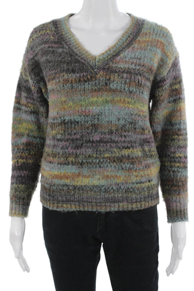 Molly Bracken Womens 90s Multicolor V Neck Pullover Sweater Long Sleeve Size XS