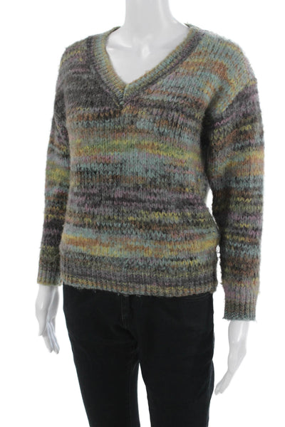 Molly Bracken Womens 90s Multicolor V Neck Pullover Sweater Long Sleeve Size XS