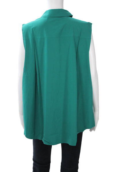 Athleta Womens Green Sleeveless Collared Button-Up Blouse Size 1X