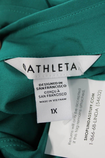 Athleta Womens Green Sleeveless Collared Button-Up Blouse Size 1X
