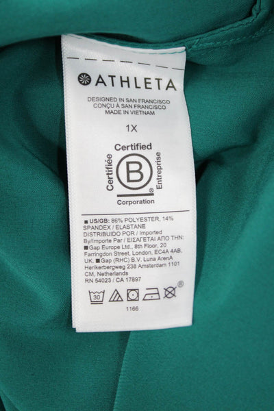 Athleta Womens Green Sleeveless Collared Button-Up Blouse Size 1X