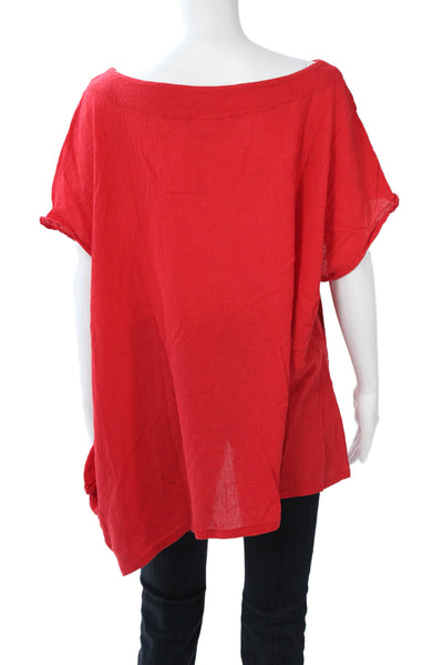 Bryn Walker Womens Tunic Blouse Red 100% Cotton Sleeveless Bohemian Size XL