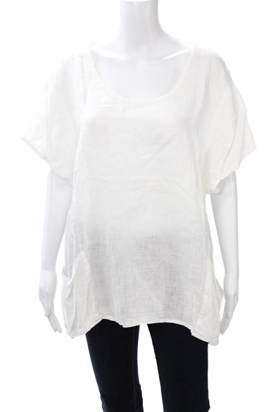 Flax Womens Basic White Cotton Short Sleeve Top Size 1X