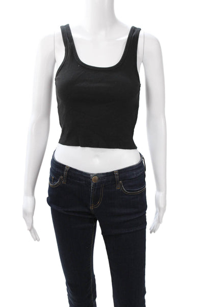Sunday Best Women Cropped Black Cotton Tank 90s Size S